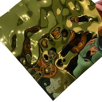 Colore personalizzato SS304 Specchio Oro Effetto Acqua Acciaio inossidabile Acqua decorativa Rivolte foglio per la decorazione del ristorante