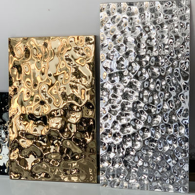 Colore personalizzato SS304 Specchio Oro Effetto Acqua Acciaio inossidabile Acqua decorativa Rivolte foglio per la decorazione del ristorante